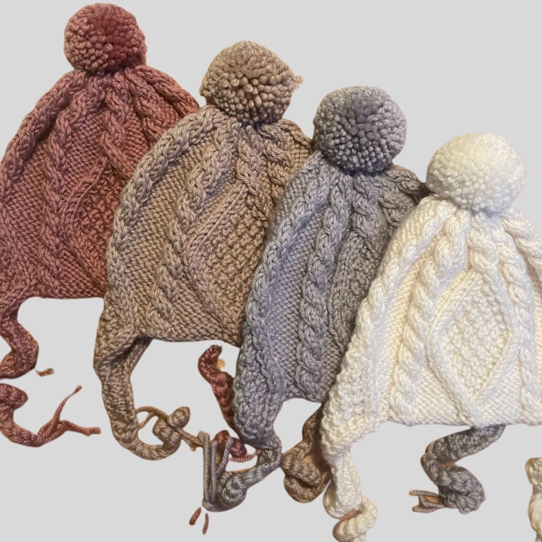 Handknit Kids Aran Helmet Hats
