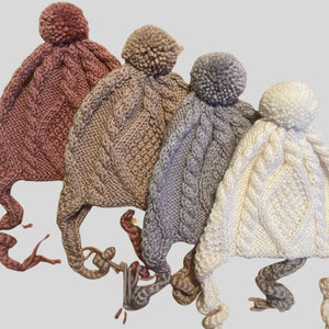 Handknit Kids Aran Helmet Hats