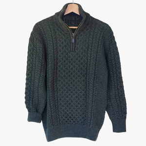 Erin Green Men's Zip Neck Aran Sweater