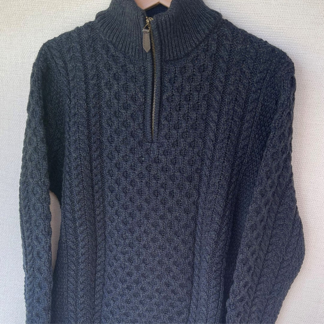 Blacksmith Men's Zip Neck Aran Sweater