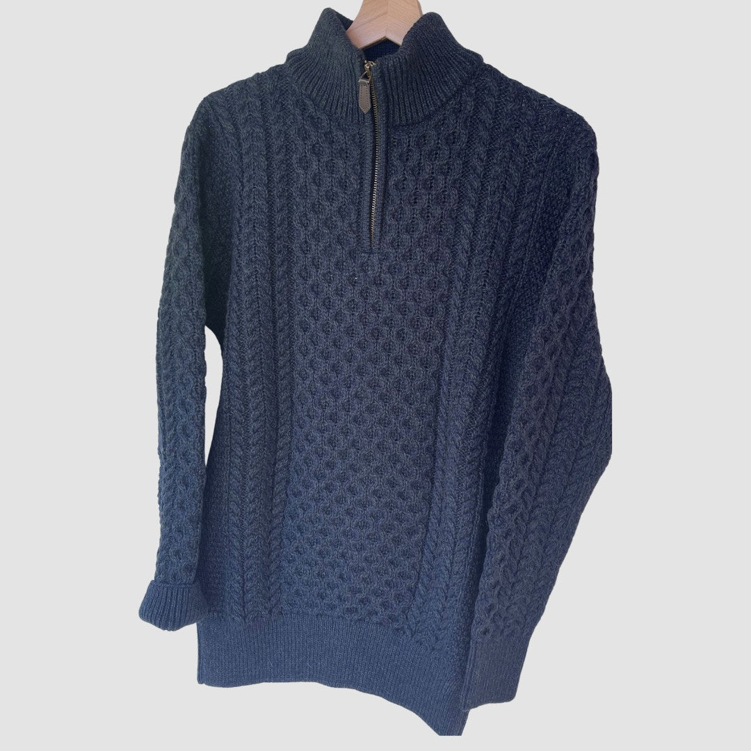 Blacksmith Men's Zip Neck Aran Sweater
