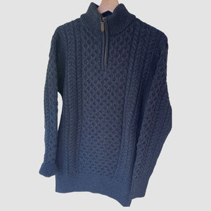 Blacksmith Men's Zip Neck Aran Sweater