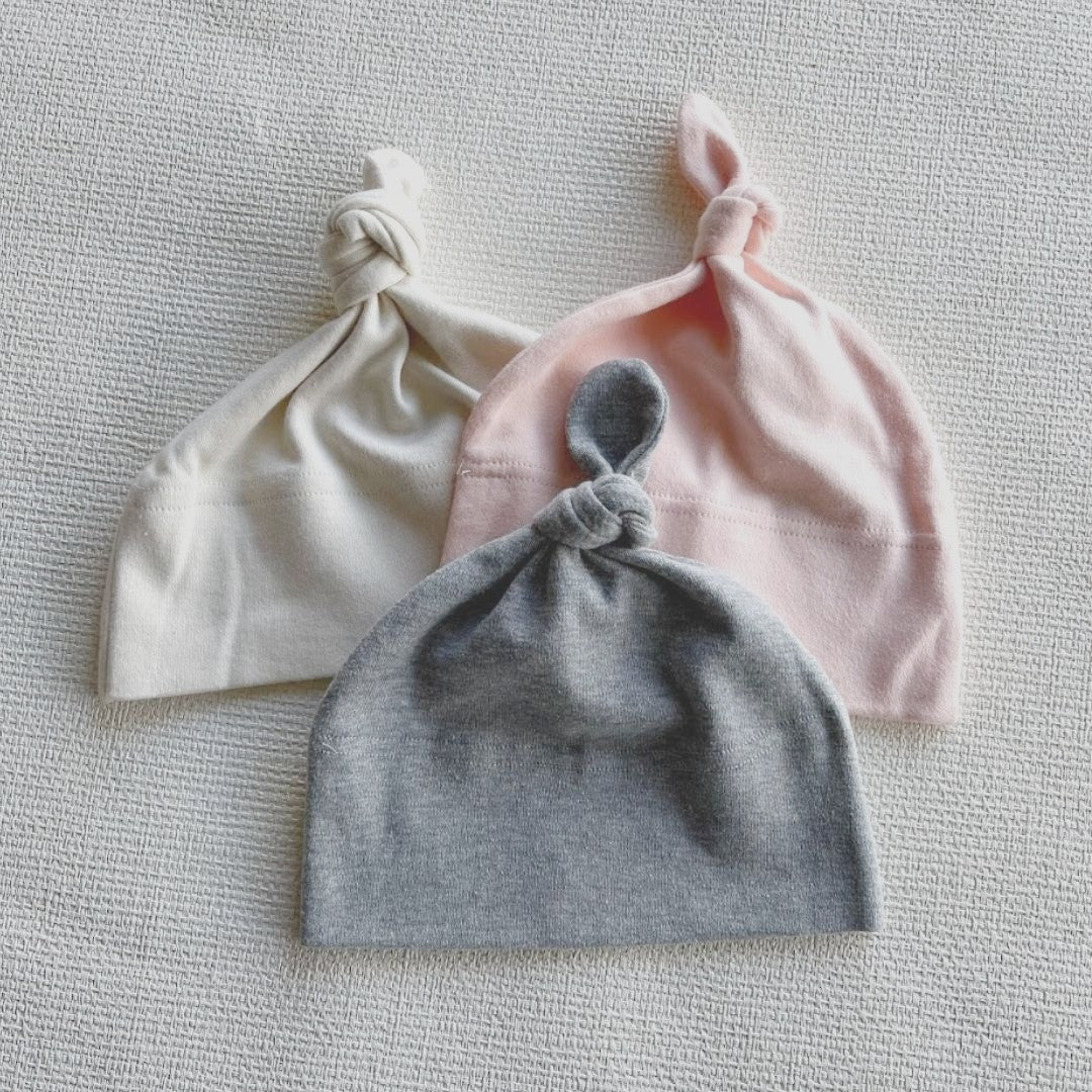Organic Cotton Top-Knot Baby Hat