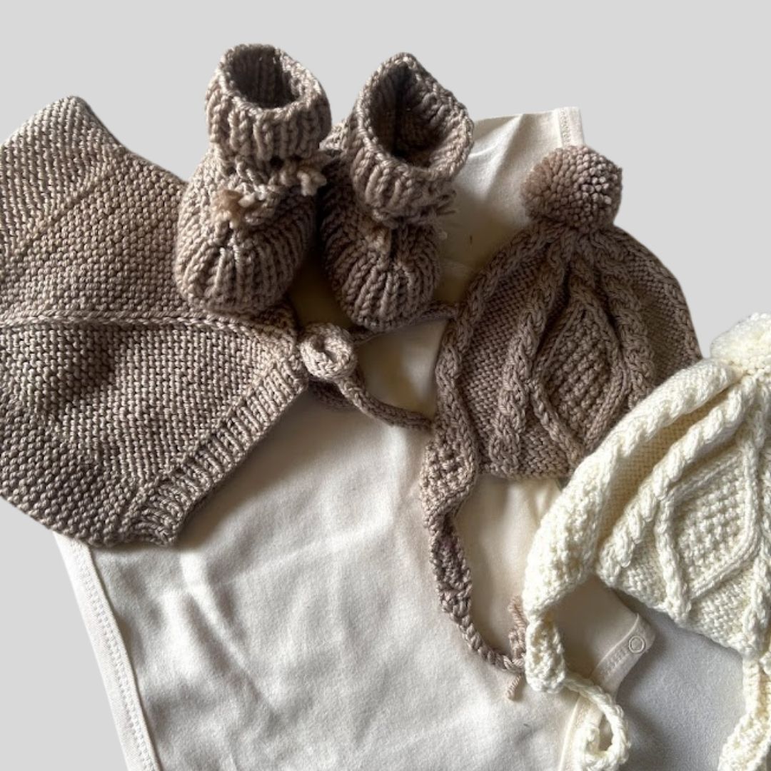 Handknit Kids Aran Helmet Hats