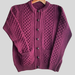 Ladies Berry Aran Cardigan