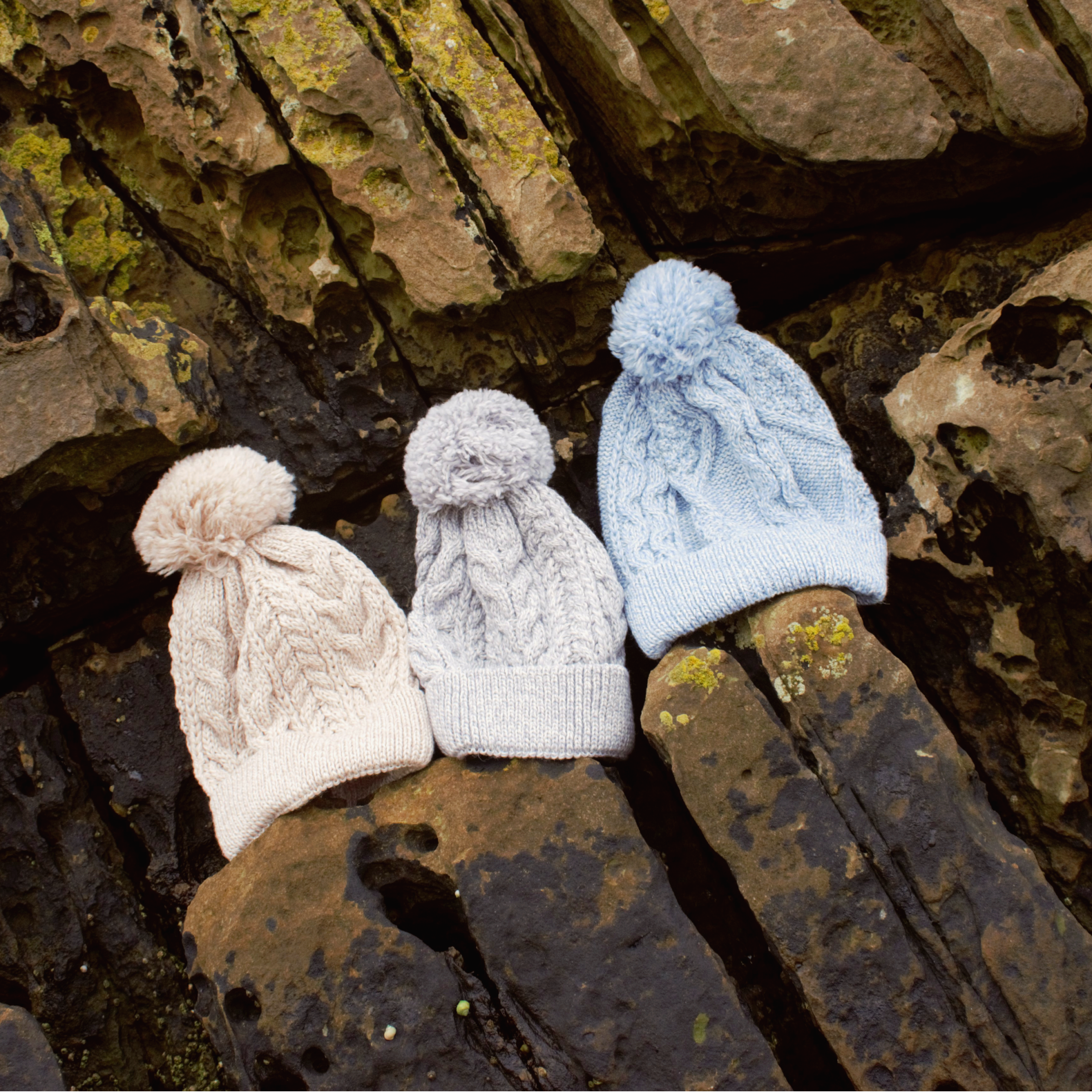 Aran Merino Pom Pom Hats
