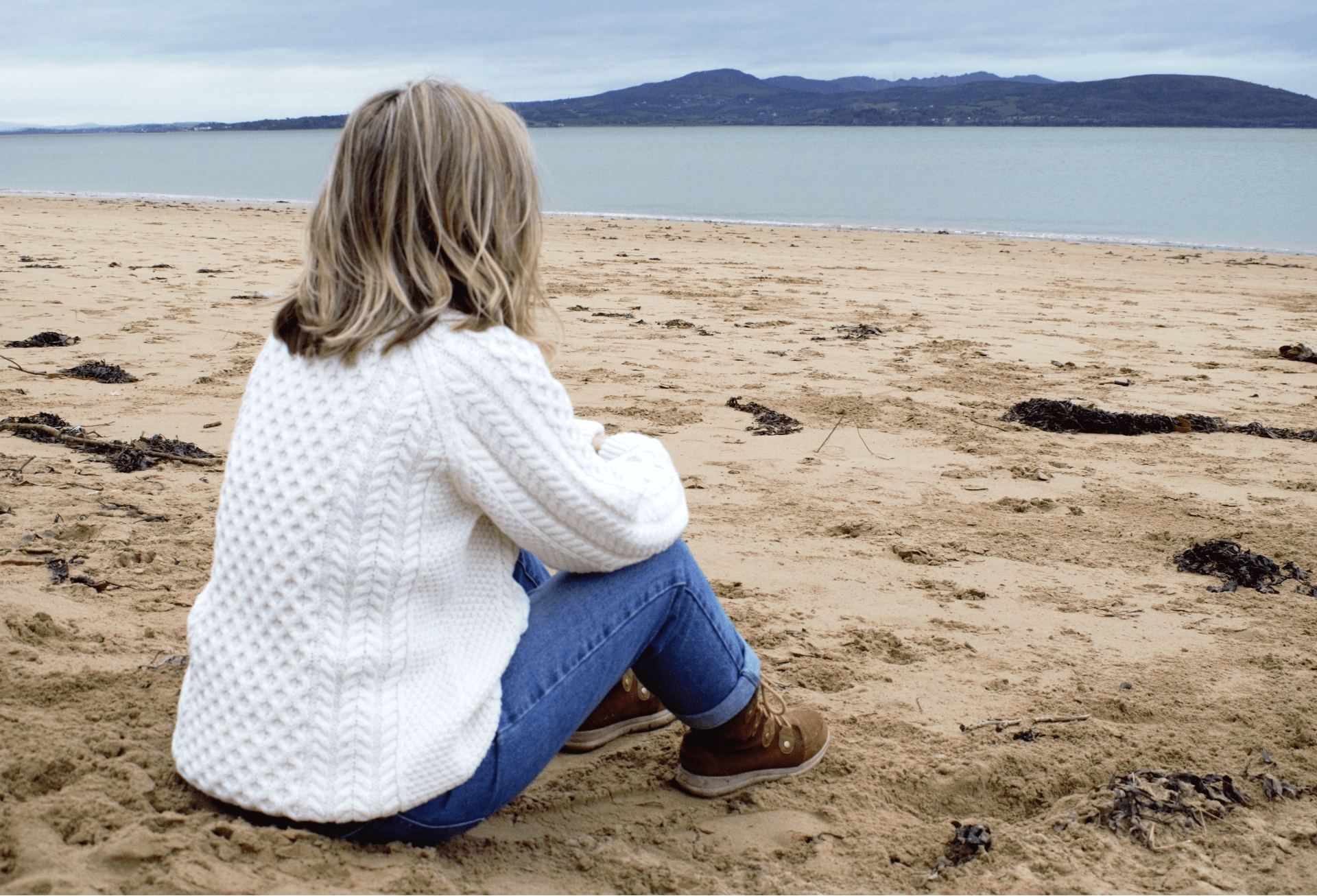 Ladies Natural Aran Sweater