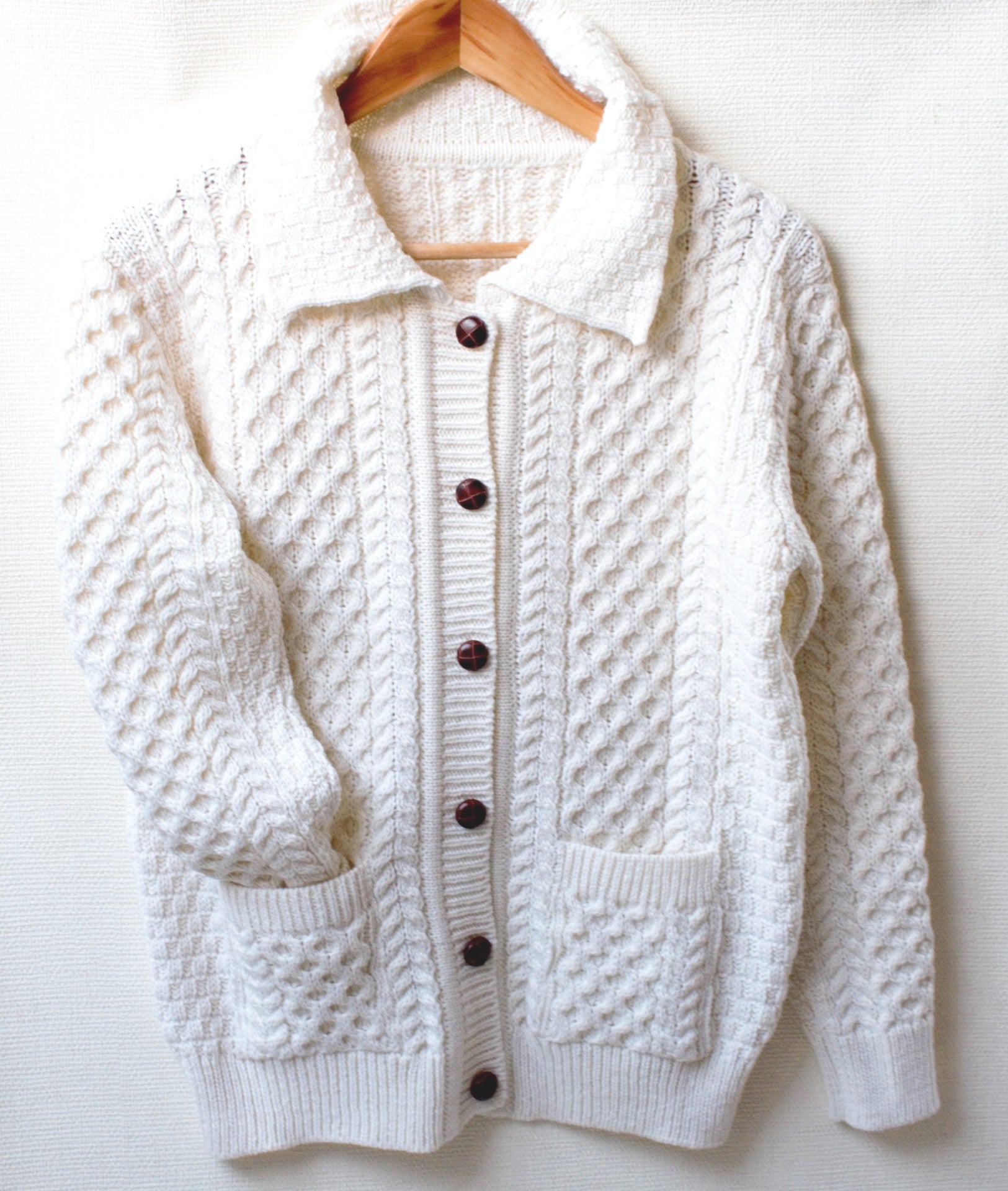 Ladies Natural Aran Cardigan