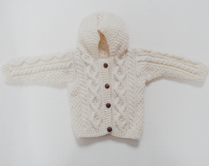 Handknit Aran Hooded Sweater