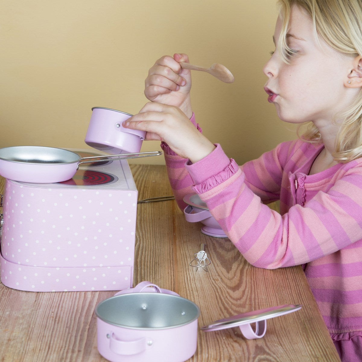 Pastel Pink Play Cooking Set