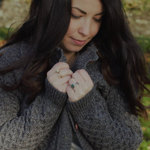 Ladies Slate Grey Aran Cardigan