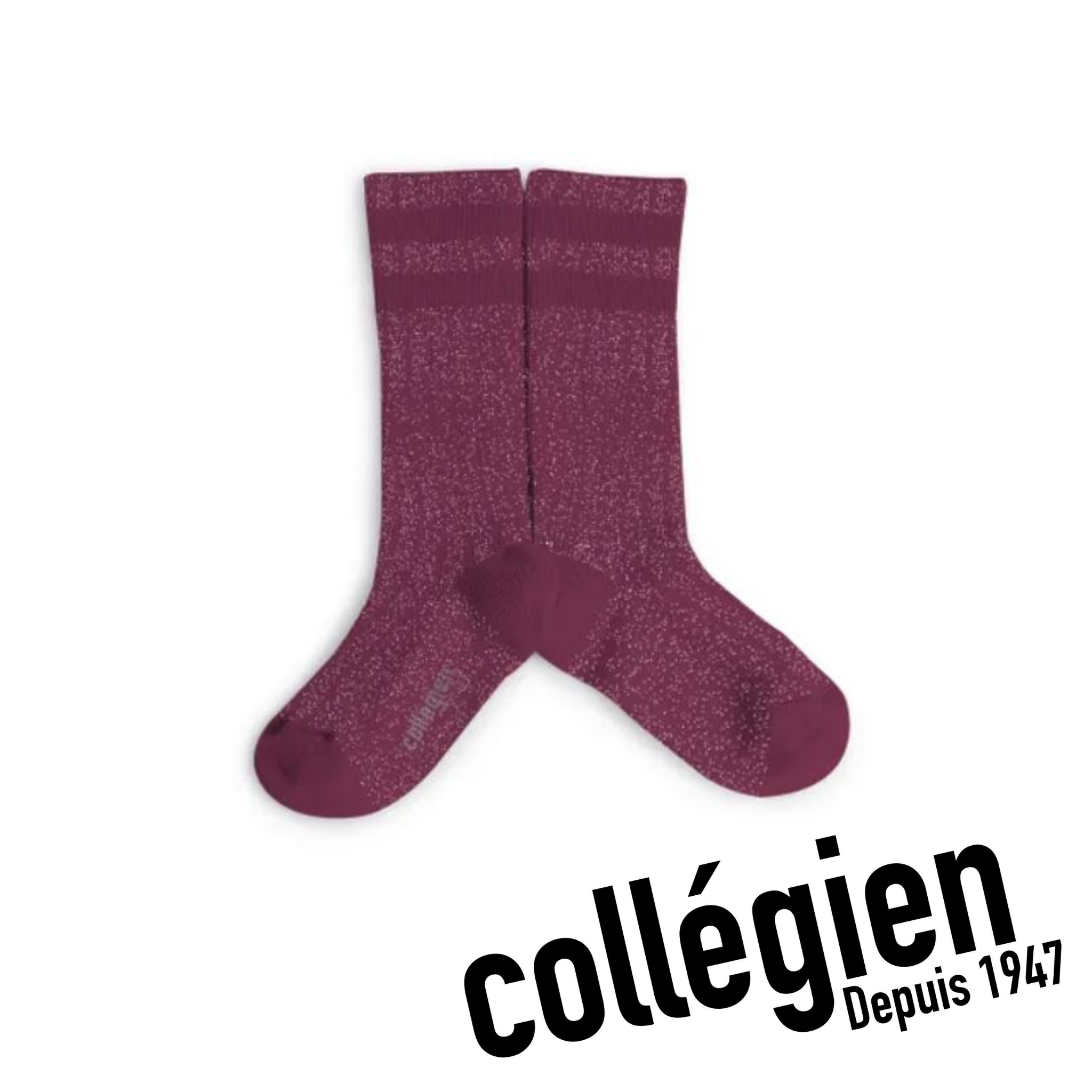 Collégien Claire Glitter Socks - Framboise Raspberry
