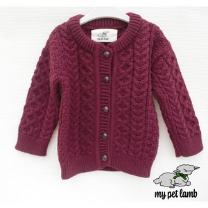 Berry Red Aran Cardigan