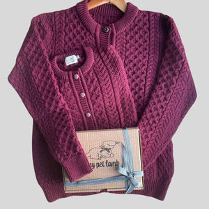 Ladies Berry Aran Cardigan