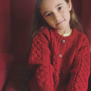 Candy Apple Red Aran Cardigan