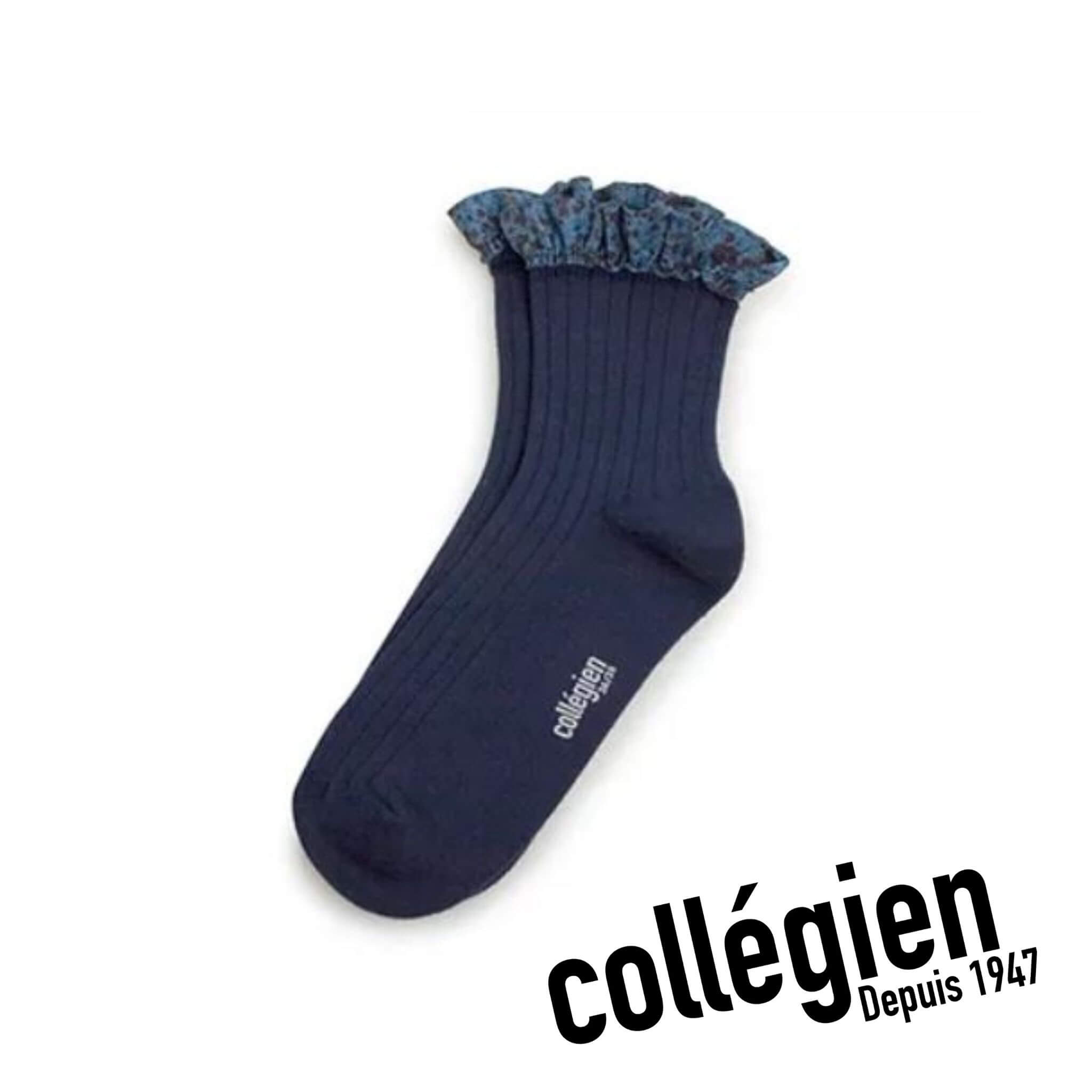 Collégien Charlotte Liberty Print Ribbed Socks - Nuit Etoilee