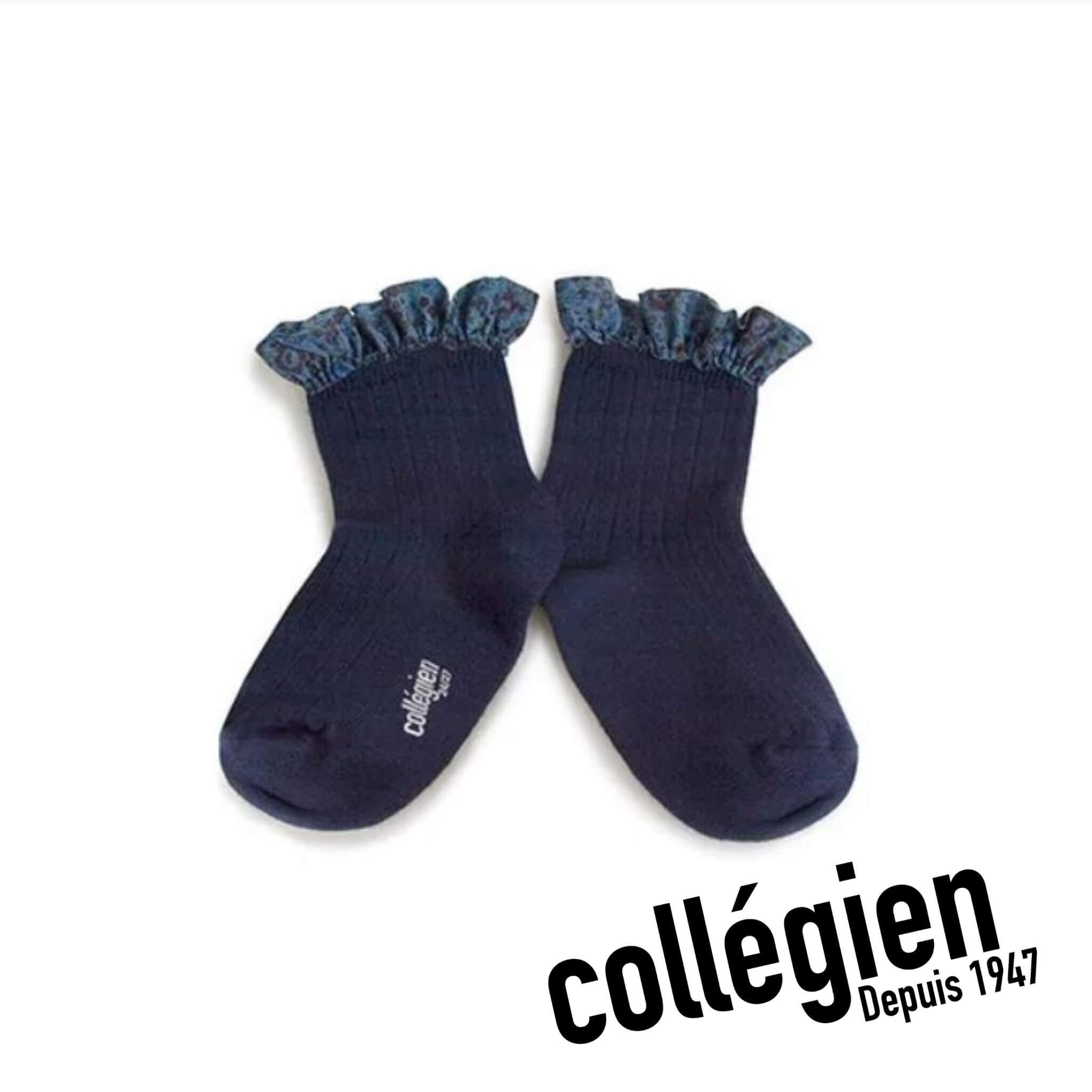 Collégien Charlotte Liberty Print Ribbed Socks - Nuit Etoilee