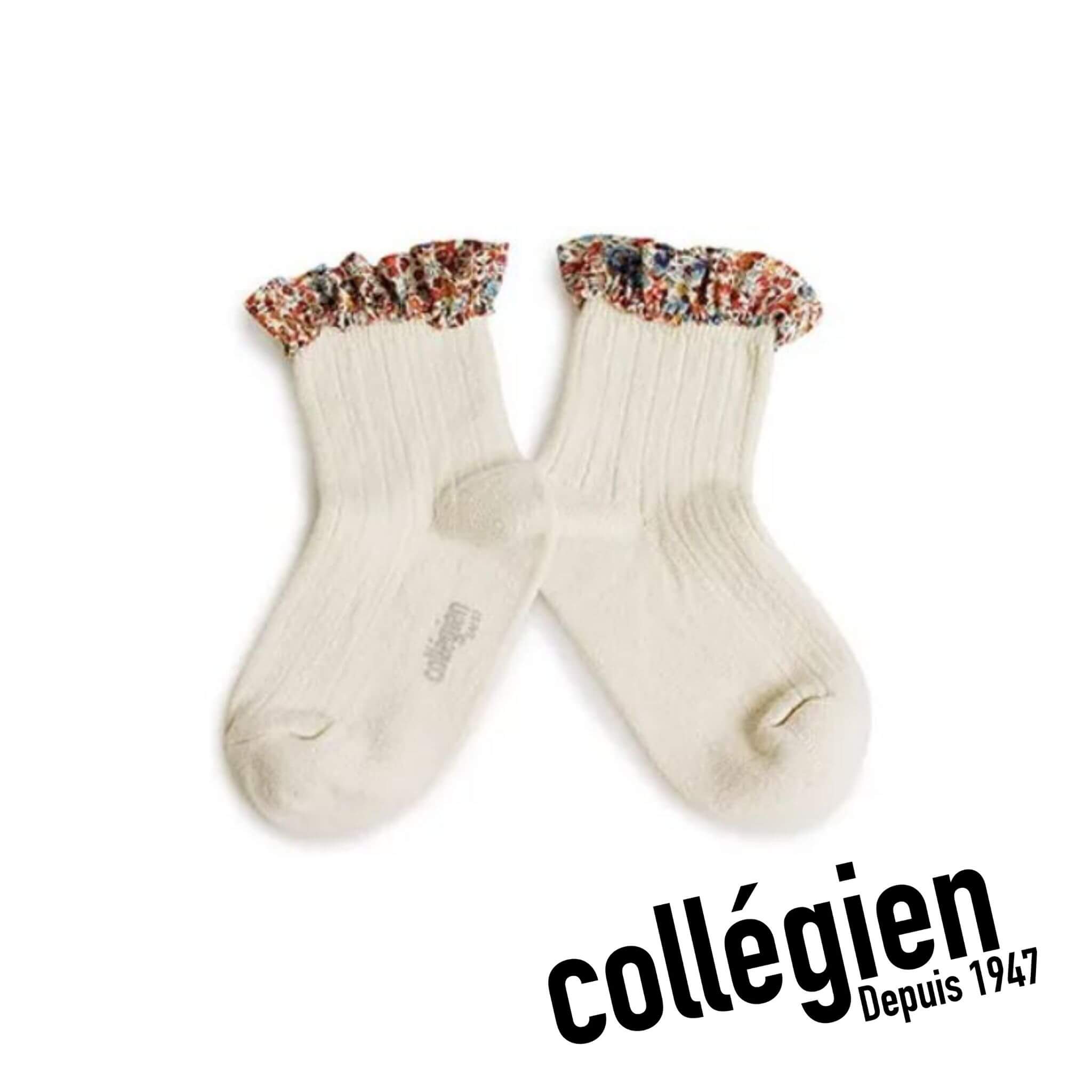 Collégien Charlotte Liberty Print Ribbed Socks - Sweet Lamb