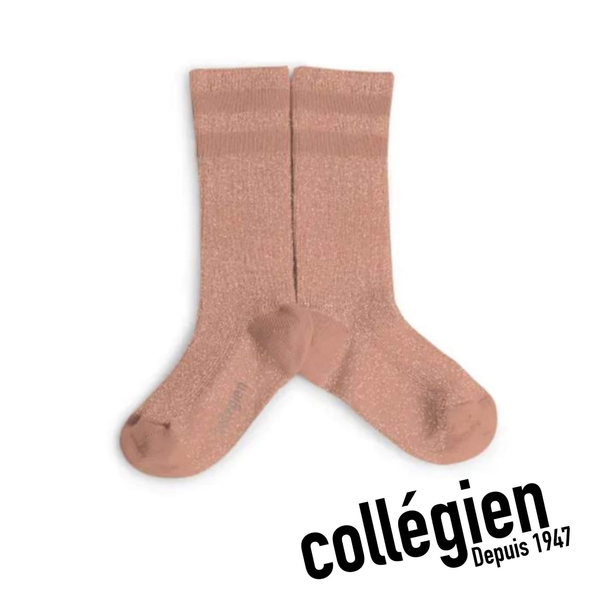 Collégien Claire Glitter Socks - Vintage Rose
