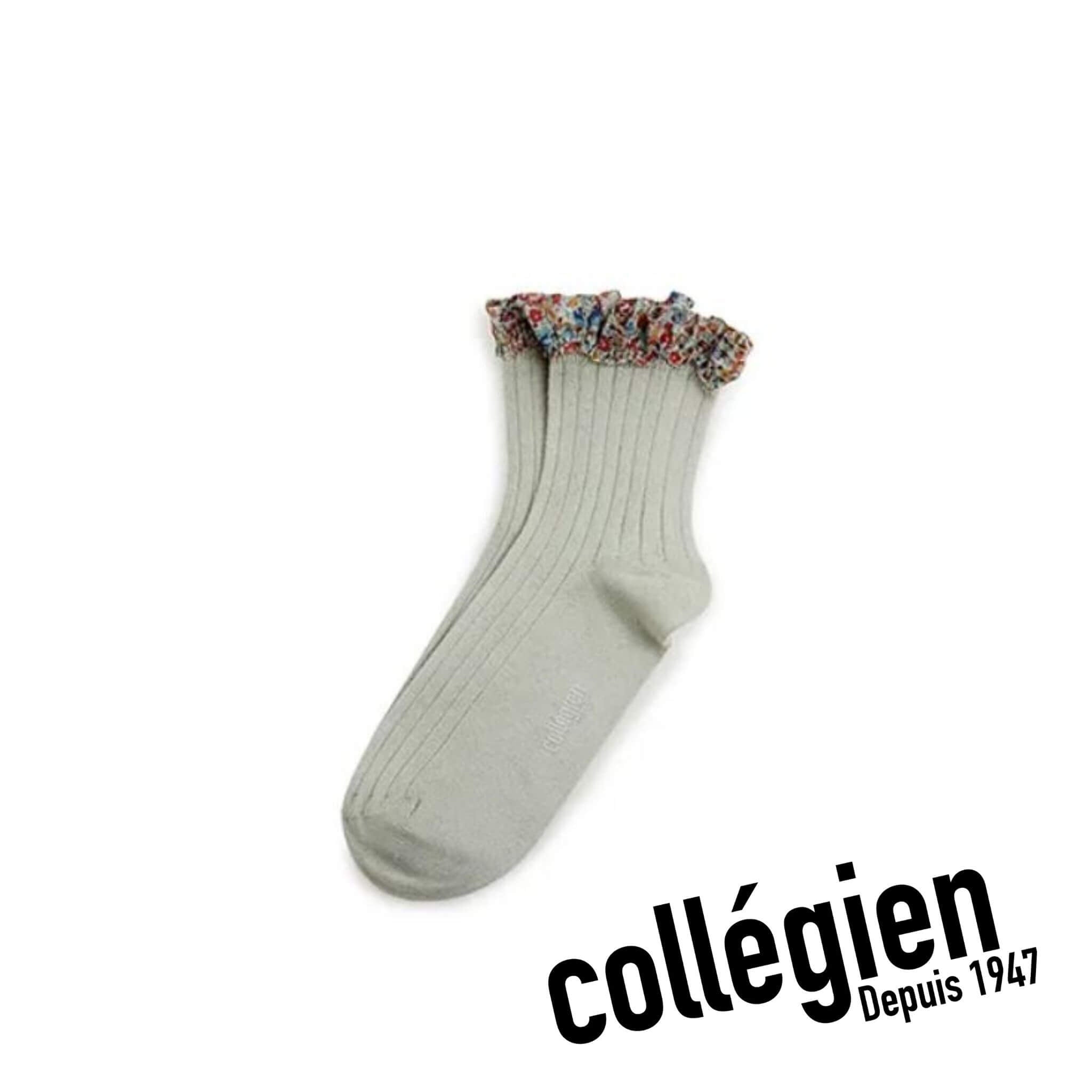 Collégien Charlotte Liberty Print Ribbed Socks - Aqua Marine