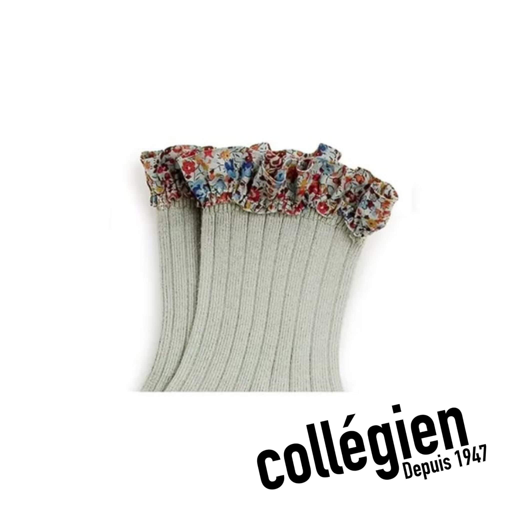Collégien Charlotte Liberty Print Ribbed Socks - Aqua Marine