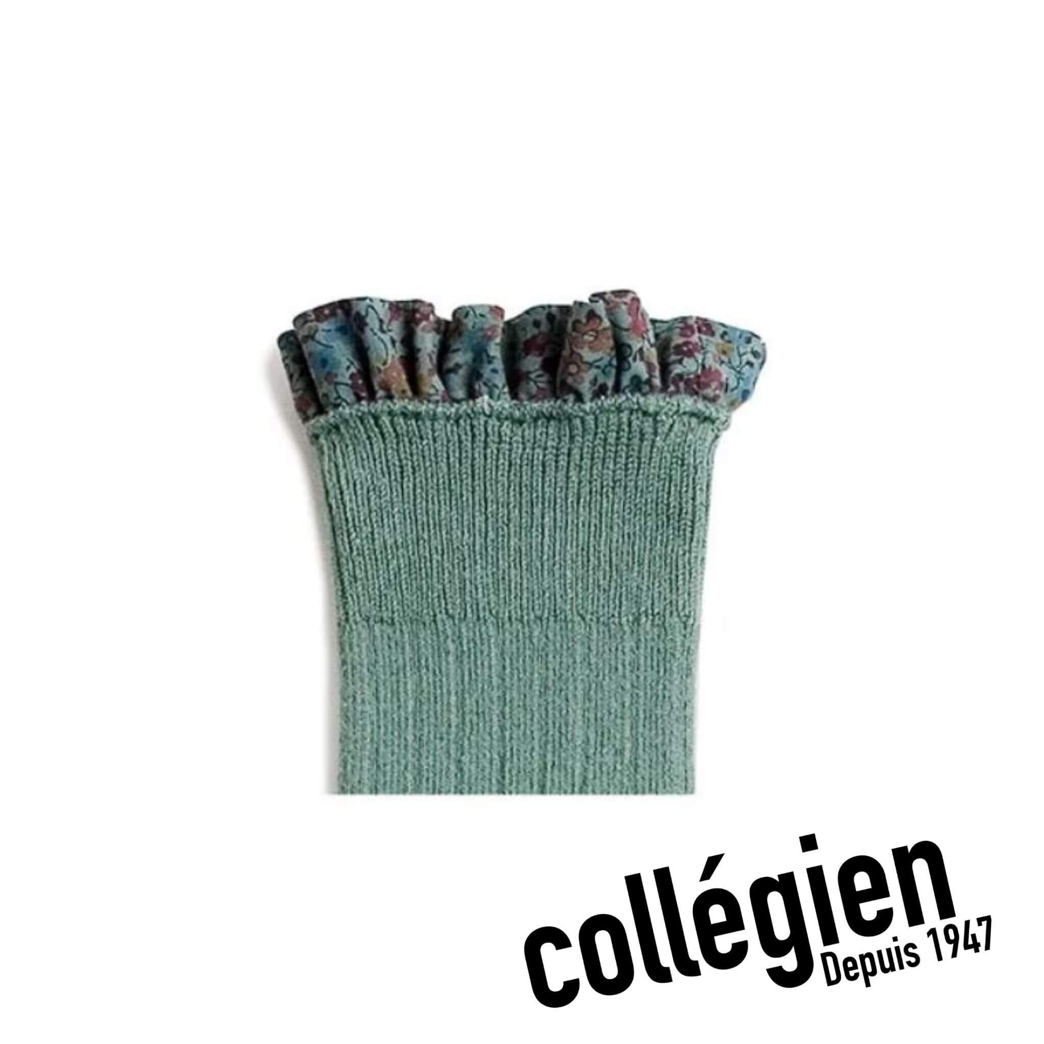 Collégien Elisabeth Liberty Print Ribbed Socks - Celadon Green