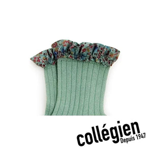 Collégien Charlotte Liberty Print Ribbed Socks - Celadon Green