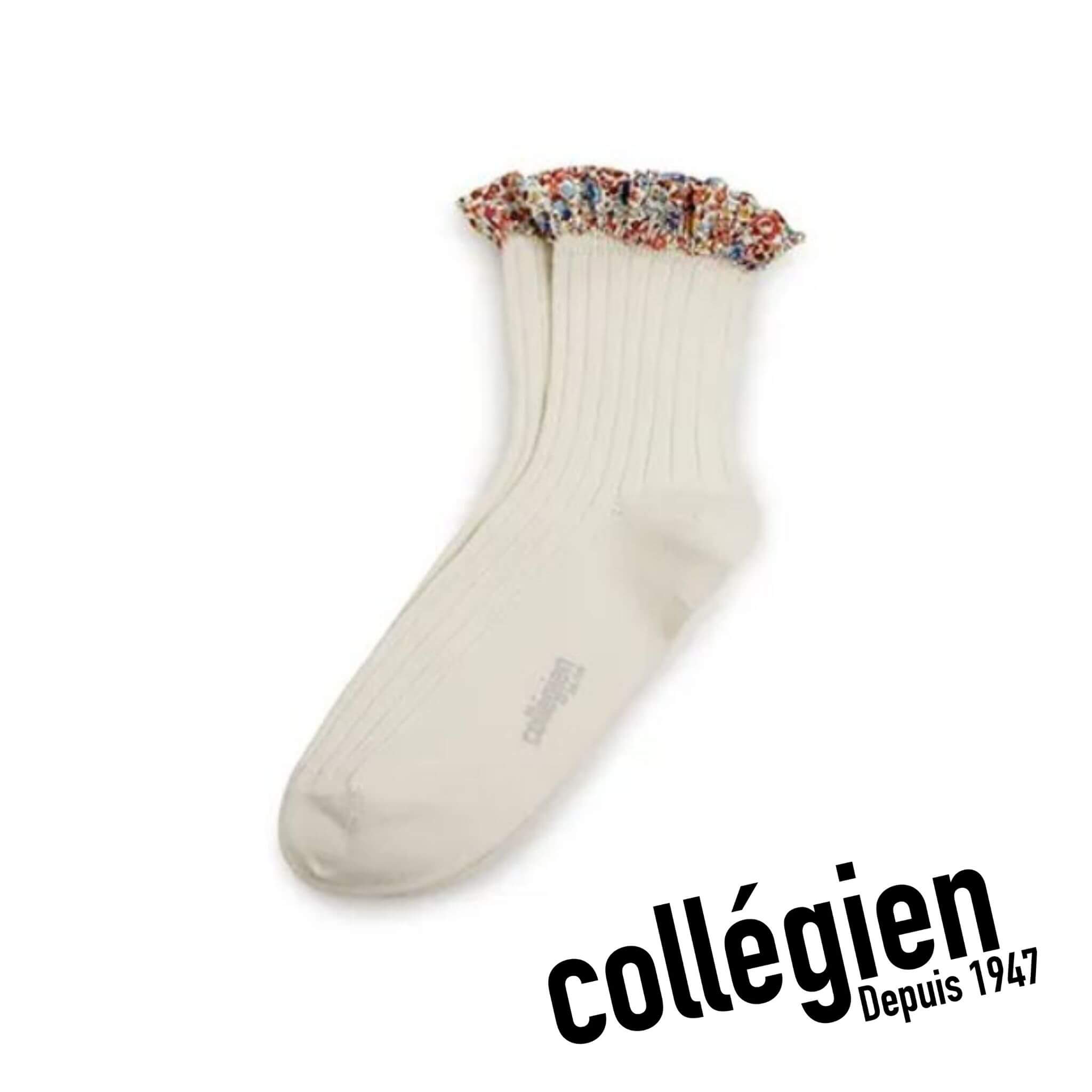 Collégien Charlotte Liberty Print Ribbed Socks - Sweet Lamb