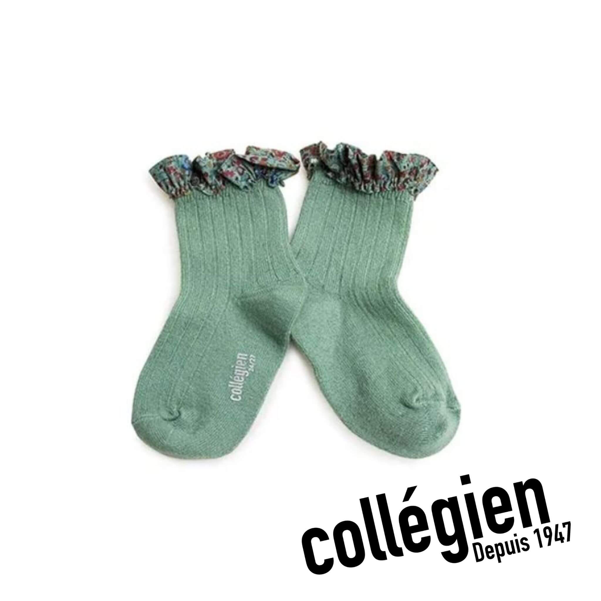 Collégien Charlotte Liberty Print Ribbed Socks - Celadon Green