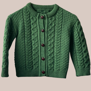 Shamrock Green Aran Cardigan