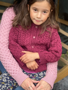 Raspberry Aran Cardigan