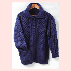 Ladies Atlantic Blue Aran Cardigan