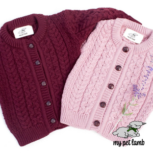 Berry Red Aran Cardigan